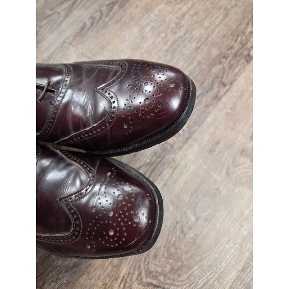 Florsheim Wingtips Shoes 9.5B Dark Cherry Brown Leather Dress - Picture 7 of 9